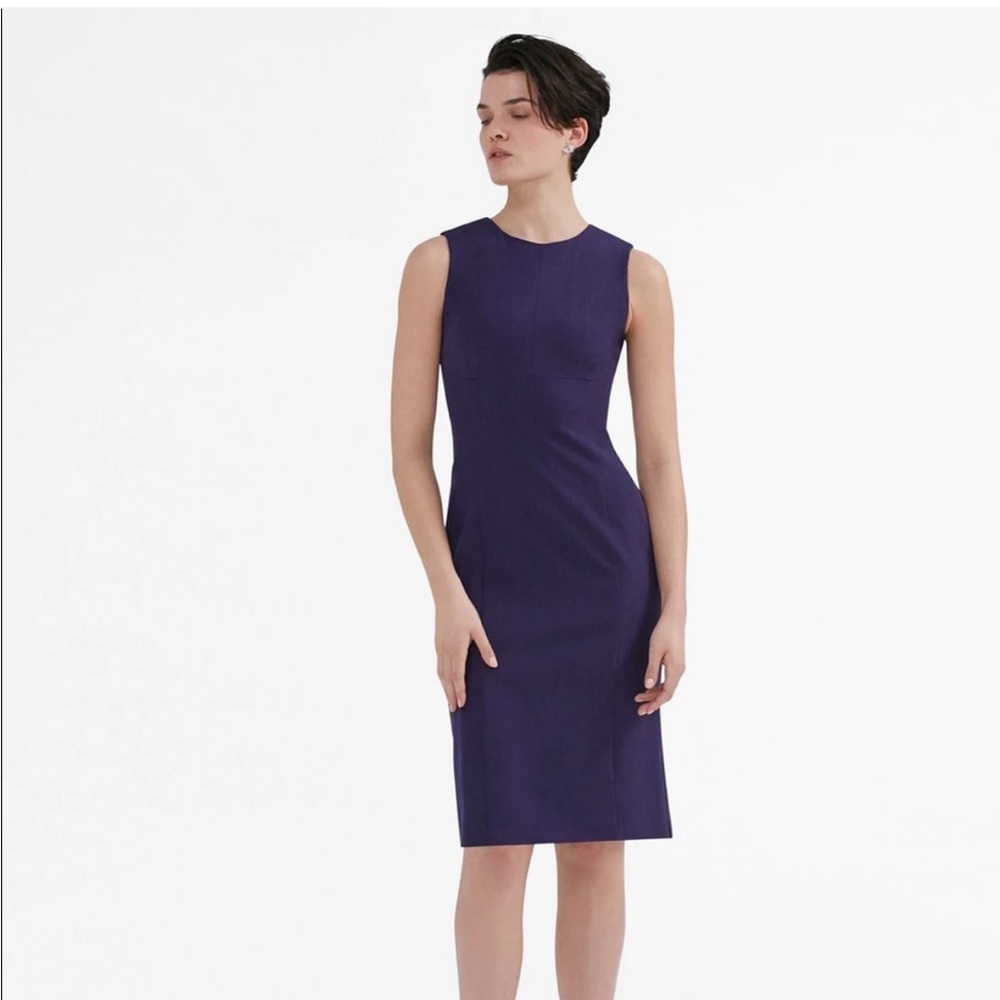 MM. LAFLEUR The Shirley Sheath Dress Women’s Size 8 Navy Sleeveless Back Slit